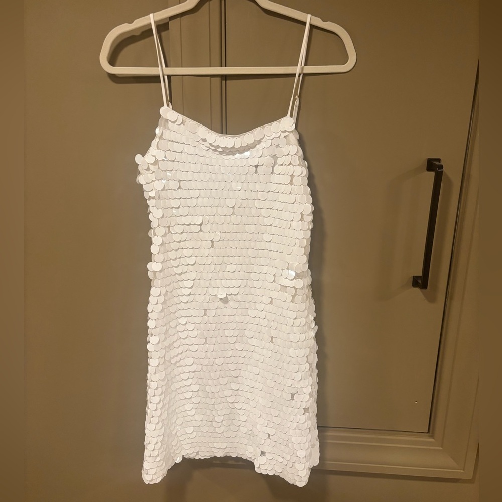 White Karina Grimaldi Sequin Mini Dress